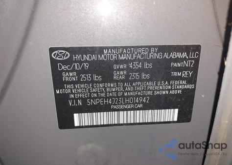 2020 Hyundai Sonata Limited from USA, damaged, VIN 5NPEH4J23LH014942